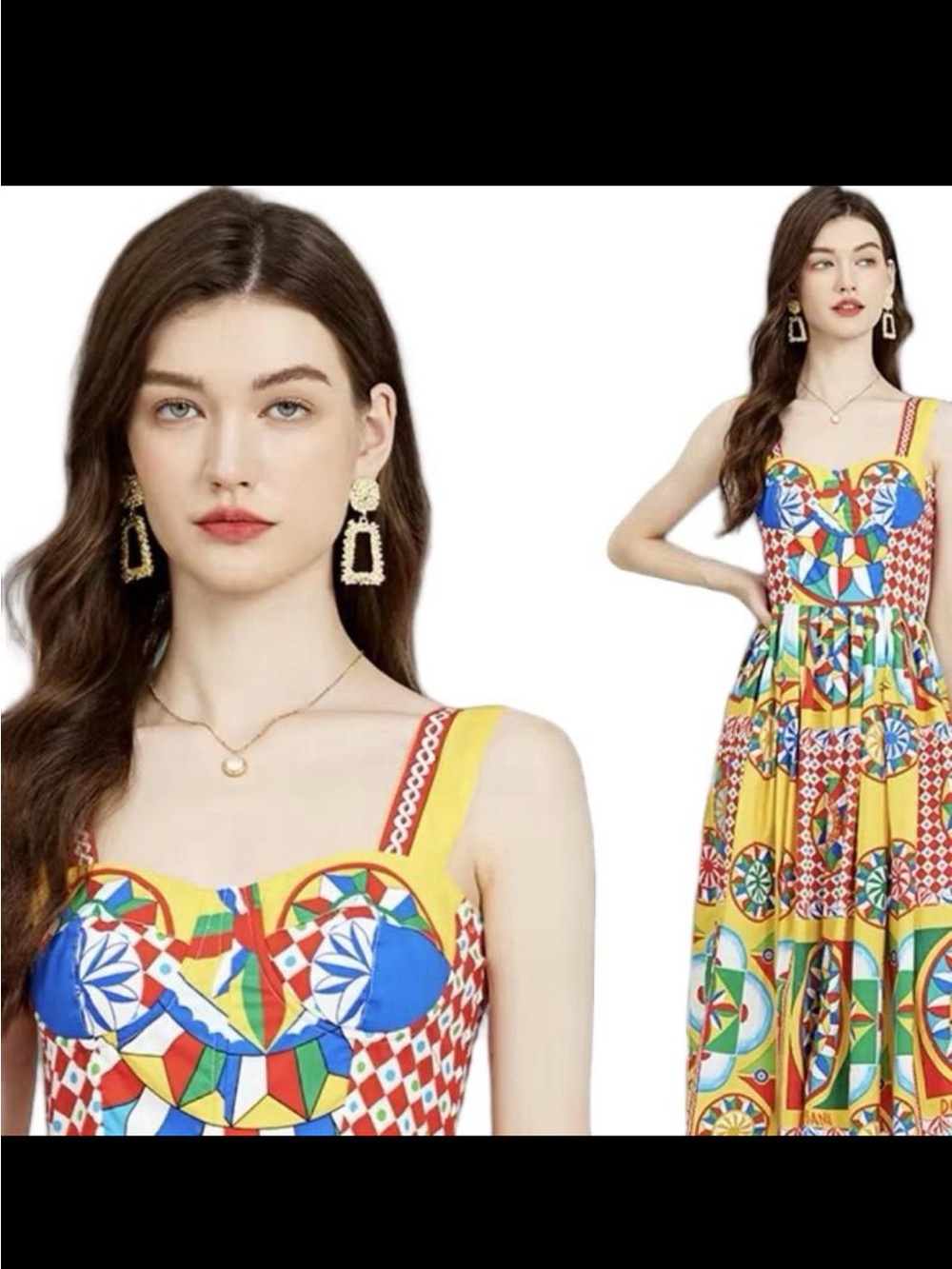 Yellow Geometric Print Maxi Dress - Bold Summer Sundress